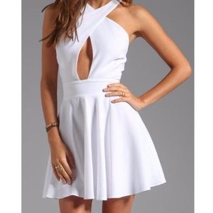White, plunge neck dress with tags